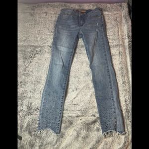 joes skinny denim jeans with ombré sparkle effect on the bottom